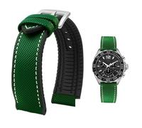 PctkeLsend Cinturino impermeabile in tela, nylon e gomma da uomo, 19-24 mm, adatto for Breitling/Omega/IWC/Citizen/TUDOR/Hamilton(Green White silver A,23mm)