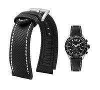 PctkeLsend Cinturino impermeabile in tela, nylon e gomma da uomo, 19-24 mm, adatto for Breitling/Omega/IWC/Citizen/TUDOR/Hamilton(Black White silver A,24mm)