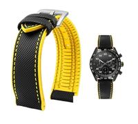 PctkeLsend Cinturino impermeabile in tela, nylon e gomma da uomo, 19-24 mm, adatto for Breitling/Omega/IWC/Citizen/TUDOR/Hamilton(Black Yellow silverA,23mm)