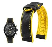 PctkeLsend Cinturino impermeabile in tela, nylon e gomma da uomo, 19-24 mm, adatto for Breitling/Omega/IWC/Citizen/TUDOR/Hamilton(Black Yellow Black A,24mm)