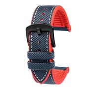 PctkeLsend Cinturino impermeabile in tela, nylon e gomma da uomo, 19-24 mm, adatto for Breitling/Omega/IWC/Citizen/TUDOR/Hamilton(Blue White red Bk A,19mm)