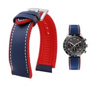 PctkeLsend Cinturino impermeabile in tela, nylon e gomma da uomo, 19-24 mm, adatto for Breitling/Omega/IWC/Citizen/TUDOR/Hamilton(Blue White red sk A,22mm)