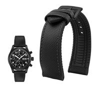 PctkeLsend Cinturino impermeabile in tela, nylon e gomma da uomo, 19-24 mm, adatto for Breitling/Omega/IWC/Citizen/TUDOR/Hamilton(Black black BlackA,24mm)