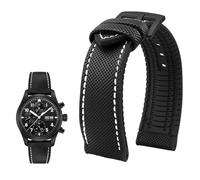 PctkeLsend Cinturino impermeabile in tela, nylon e gomma da uomo, 19-24 mm, adatto for Breitling/Omega/IWC/Citizen/TUDOR/Hamilton(Black White BlackA,21mm)