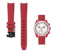 PctkeLsend Cinturino in gomma a sgancio rapido con estremità curva da 20 mm, adatto for Omega e Swatch Planet Snoopy(Red white-Black)