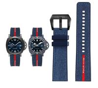 PctkeLsend Cinturino in silicone nero grigio blu da uomo, 22 mm, sostituisce il cinturino dell'orologio, adatto for Panerai SUBMERSIBLE PAM1391/1565/Luna Rossa 1404(Blue-Black,24mm)