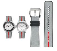 PctkeLsend Cinturino in silicone nero grigio blu da uomo, 22 mm, sostituisce il cinturino dell'orologio, adatto for Panerai SUBMERSIBLE PAM1391/1565/Luna Rossa 1404(Grey-Silver,24mm)