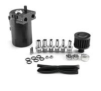 PCV System Oil Separator Kit di raccolta dell'olio, serbatoio di raccolta dell'olio universale in alluminio da 300 ml con filtro dell'aria, tubo flessibile e altri accessori(Black)
