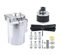PCV System Oil Separator Serbatoio di raccolta olio universale, sfiatatoio, serbatoio + kit filtro, cilindro, alluminio, argento, viola, nero, blu, rosso(Silver)