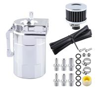 PCV System Oil Separator Serbatoio separatore olio da 300 ml con filtro di sfiato, separatore aria-olio motore in alluminio, accessori per auto(Silver)
