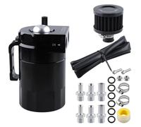 PCV System Oil Separator Serbatoio separatore olio da 300 ml con filtro di sfiato, separatore aria-olio motore in alluminio, accessori per auto(Black)
