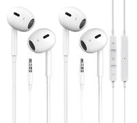 Pcwfbzf Confezione da 2 auricolari cablati per iPhone, con cavo da 3,5 mm, con microfono e controllo del volume, compatibili con iPhone, iPad, iPod, computer, MP3/4, Android e la maggior parte dei