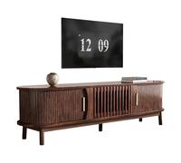PCXWTLN Mobile TV basso per TV fino a 65 pollici, con anta scorrevole e porta cava pieghevole verso il basso, per soggiorno e camera da letto, stile retrò, marrone, 165 x 39,5 x 46 cm