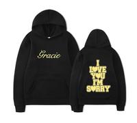 PCYFBEKL Felpa con Cappuccio con Stampa di Lettere Ti Amo, Mi Dispiace, da Uomo e da Donna, Stile Harajuku, Unisex, Autunno e Inverno.-XXL