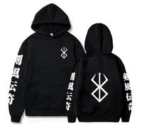 PCYFBEKL Felpa con Cappuccio e Logo Anime Berserk, Calda, Hip Hop, a Maniche Lunghe, Casual, Ampia, Stampata, Unisex, Taglie Forti