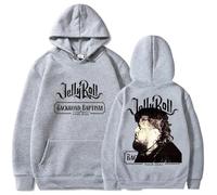 PCYFBEKL Felpa con Cappuccio in Pile a Maniche Lunghe Jelly Roll con Stampa sul Retro Felpe Hip Hop Gotiche, Abbigliamento alla Moda, retrò, Classico, Semplice