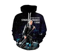 PCYFBEKL Nuovo cantante Johnny Hallyday 3D Stampa Felpe con Cappuccio Uomo Donna Casual Oversize Pullover Felpe con Cappuccio Streetwear Top Abbigliamento Maschile-XXL