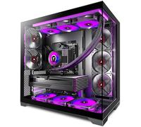 PCZZOI PC CASE ATX 4 Ventole preinstallate, Type-C Mid Tower Case per computer con doppia vista in vetro temperato full-view, custodia per PC da gioco, nero, K4