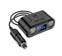PD 22W QC 3.0 Car Adapter 4 USB Ports with LED Voltage Display 60W Fast Charging for Cars Trucks SUVs Overload Protection 12-24V Universal Cigarette Lighter Splitter
