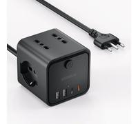 PD 30W Ciabatta Elettrica Multipresa con 4 Prese Universali 10/16A ITA e Schuko, Prolunga Elettrica con 2 USB 2 USB C, Presa Multipla Spina Piatta Salvaspazio con Interruttori per Casa, Ufficio