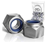 PD® Dadi Autobloccanti M10 (DIN 982 / ISO 7040) | Acciaio Inox A2 V2A | Esagonali Con Parte di Bloccaggio in Plastica | Set di Arresto | 100 Pezzi