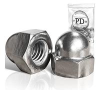 PD® Dadi cappuccio M10 (DIN 1587) | Dado a cappuccio in acciaio inox A2 V2A | Dadi calotta di protezione in forma elevata per viti, barre filettate e bulloni filettati | 50 pezzi