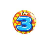 PD-Party 6014703 Compleanno Distintivo/Spillo | Party Badge | Celebrazione | Festa - I'm 3, Multicolore, 5.5cm Lunghezza x 5.5cm Larghezza x 0.5cm Altezza