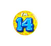 PD-Party 6014714 Compleanno Distintivo/Spillo | Party Badge | Celebrazione | Festa - I'm 14, Multicolore, 5.5cm Lunghezza x 5.5cm Larghezza x 0.5cm Altezza
