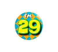 PD-Party 6014729 Compleanno Distintivo/Spillo | Party Badge | Celebrazione | Festa - I'm 29, Multicolore, 5.5cm Lunghezza x 5.5cm Larghezza x 0.5cm Altezza
