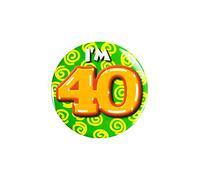PD-Party 6014740 Compleanno Distintivo/Spillo | Party Badge | Celebrazione | Festa - I'm 40, Multicolore, 5.5cm Lunghezza x 5.5cm Larghezza x 0.5cm Altezza