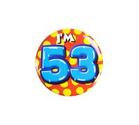 PD-Party 6014753 Compleanno Distintivo/Spillo | Party Badge | Celebrazione | Festa - I'm 53, Multicolore, 5.5cm Lunghezza x 5.5cm Larghezza x 0.5cm Altezza