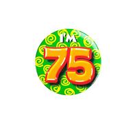 PD-Party 6014775 Compleanno Distintivo/Spillo | Party Badge | Celebrazione | Festa - I'm 75, Multicolore, 5.5cm Lunghezza x 5.5cm Larghezza x 0.5cm Altezza