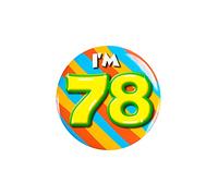 PD-Party 6014778 Compleanno Distintivo/Spillo | Party Badge | Celebrazione | Festa - I'm 78, Multicolore, 5.5cm Lunghezza x 5.5cm Larghezza x 0.5cm Altezza