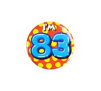 PD-Party 6014783 Compleanno Distintivo/Spillo | Party Badge | Celebrazione | Festa - I'm 83, Multicolore, 5.5cm Lunghezza x 5.5cm Larghezza x 0.5cm Altezza