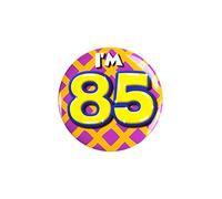PD-Party 6014785 Compleanno Distintivo/Spillo | Party Badge | Celebrazione | Festa - I'm 85, Multicolore, 5.5cm Lunghezza x 5.5cm Larghezza x 0.5cm Altezza