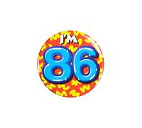 PD-Party 6014786 Compleanno Distintivo/Spillo | Party Badge | Celebrazione | Festa - I'm 86, Multicolore, 5.5cm Lunghezza x 5.5cm Larghezza x 0.5cm Altezza