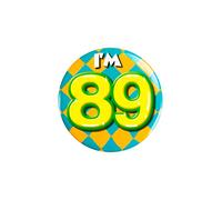 PD-Party 6014789 Compleanno Distintivo/Spillo | Party Badge | Celebrazione | Festa - I'm 89, Multicolore, 5.5cm Lunghezza x 5.5cm Larghezza x 0.5cm Altezza