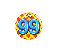 PD-Party 6014799 Compleanno Distintivo/Spillo | Party Badge | Celebrazione | Festa - I'm 99, Multicolore, 5.5cm Lunghezza x 5.5cm Larghezza x 0.5cm Altezza