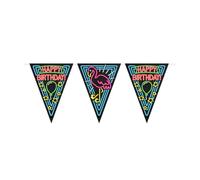 PD-Party 7012913 Neon Festa Zigolo Decorazione - Happy Birthday, Multicolore, Festivo, Festa Tempo, Neon, Bunting, 1000cm Lunghezza x 30cm Larghezza x 0.1cm Altezza