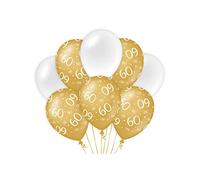 PD-Party 7023408 Festa Palloncini | Party Balloons | Naturale Gomma (Latex) | Celebrazione | Decorazioni - 60, Confezione da 8, Oro/Bianco, 30cm Lunghezza x 30cm Larghezza x 30cm Altezza