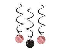 PD-Party 7024123 Decorazione a Vortice Appesa | Hanging Swirls | Festa | Celebrazione - Bubbles, Rosa/Nero, 14cm Lunghezza x 14cm Larghezza x 70cm Altezza