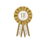 PD-Party 7025202 Festa Decorazioni Festivo Rosette | Party Rosettes | Compleanno | Celebrazione - 18, Oro/Bianco, 14cm Lunghezza x 8cm Larghezza x 1cm Altezza