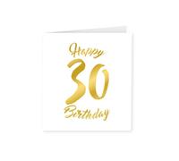 PD-Party 7028006 Biglietto di auguri per Celebrazione e Compleanni | Carte originali - 30 Anni, Oro/Bianco, 15cm Lunghezza x 15cm Larghezza x 0.5cm Altezza
