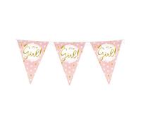 PD-Party 7031029 Festa Zigolo | Elegante - It's a Girl, Rosa/Oro, Foil Bunting, Doppia Faccia, Triangolare, Festa Decorazioni Bandiere, 1000cm Lunghezza x 30cm Larghezza x 0.1cm Altezza