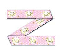 PD-Party 7033029 Festa Decorazione Nastro | Festivo Celebrazione - It's a Girl, Rosa/Bianco, 1200cm Lunghezza x 9cm Larghezza x 0.1cm Altezza