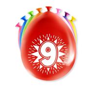 PD-Party 7036509 Happy Festa Palloncini | Naturale Gomma (Latex) | Compleanno Festa | Celebrazione - 9 Anni, Pacchetto di 8, Multicolore, 30cm Lunghezza x 30cm Larghezza x 30cm Altezza