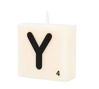 PD-Party 7040035 Candela lettera Scarabeo | Festa | Decorazioni | Ambiente - Y, Crema/Nero, 4cm Lunghezza x 4cm Larghezza x 2cm Altezza