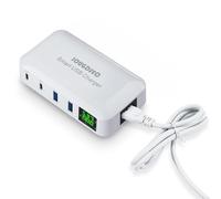 PD20W e QC3.0 Stazione di ricarica USB Spina per caricabatterie a 4 porte con display LCD Monitor 70W Caricatore da parete USB portatile da tavolo per smartphone, tablet, powerbank e altro