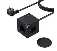 PD20W Power - Ciabatta elettrica con 3 USB, con base magnetica a cubo multipresa, 6 in 1, con interruttore, 3680 W/16 A, adattatore da parete per ufficio, casa, colore nero