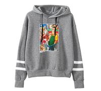 Pdaidou Felpa con Cappuccio Sakamoto Days Felpa con Cappuccio A Righe con Stampa Anime A Maniche Lunghe Felpa Casual alla Moda Unisex Giacca Taglie Forti Primavera/Autunno-Grey||s